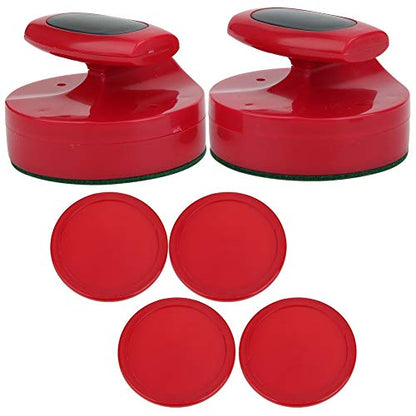 Air Hockey Pushers Set, Durable 2 Pcs 94mm with 4 Air Pucks Tabletop Hockey Game for Family Party Kids Adults Recreation