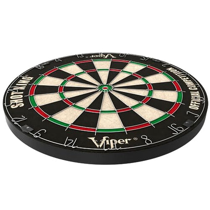 Viper by GLD Products Shot King Regulation Bristle Steel Tip Dartboard Set with Bullseye Metal Radial Spider Wire Compressed Sisal Board with Rotating Number Ring Includes 6 Darts Black