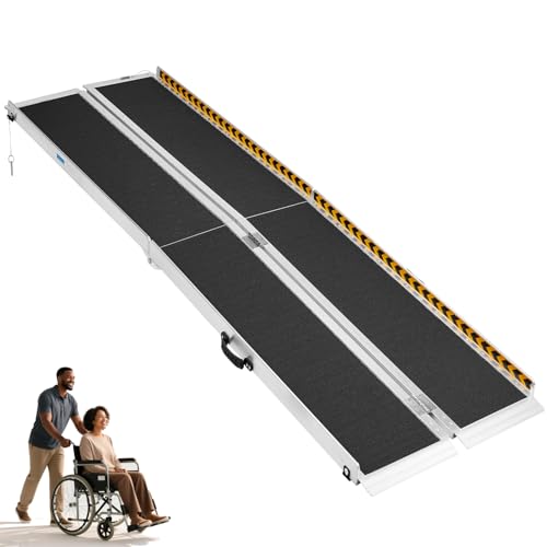 7 Feet Wheelchair Ramp for Home Steps, 29" W, 800LBS Capacity | Non-Skid Aluminum Handicap Folding Wheel Chair Ramps for Steps, Doorway, Homes, Threshold, Entry, Stairs, - size: 7FT(Suitable height 7"-21")