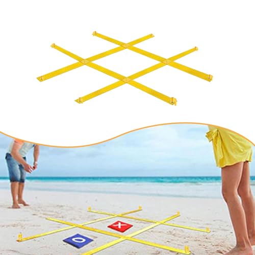 Outdoor Tac Toe Game Toss Game Set 120x120cm Classic with Ground Stakes Backyard Toy for Camping Patio Barbecue Picnic - color: yellow A