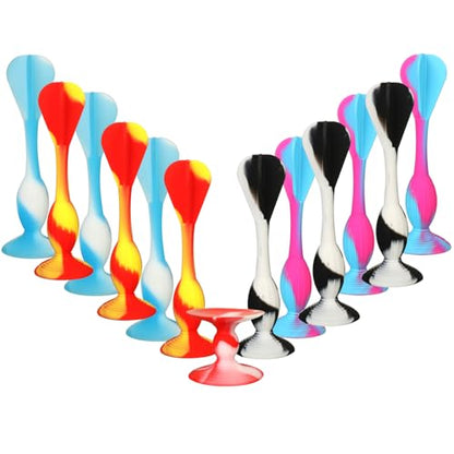 Outdoor Throwing Games Silicone Soft Darts Toys, 12Pcs Suction Cup Sticky Flying Darts, Fun Party Yard Game for Adults Kids, Beach Backyard Family Activity