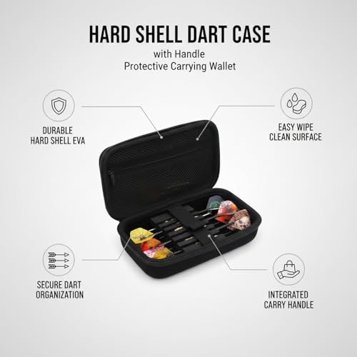 Hard Shell Dart Carrying Case with Handle, Protective EVA Storage Wallet for Darts & Accessories, Black