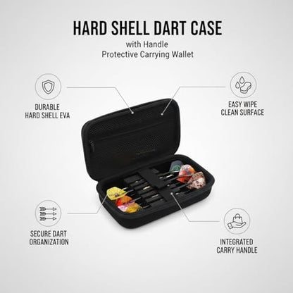 Hard Shell Dart Case with Handle, Protective EVA Carrying Wallet for Darts and Accessories, Black