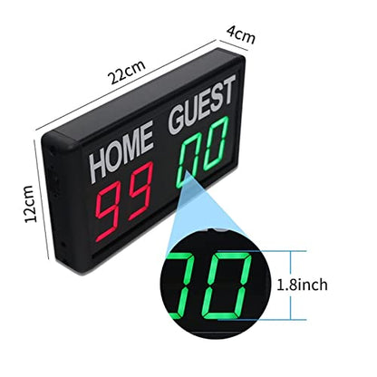 Digital Scoreboard, Powered Electronic Basketball Scoreboard With Buzzer, Portable Tabletop Digital Scoreboard With Remote, Wall-Mounted Professional Score Clock Score Keeper(Remote Control-1)