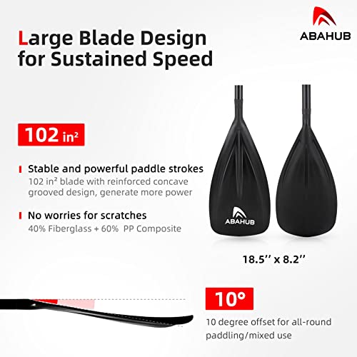 Abahub 1 x 3 Section Carbon Fiber SUP Paddle, Adjustable 67''-86'' Stand Up Paddle Lightweight Carbon Shaft, Black/Blue/Yellow/Green/Orange/Red Plastic Blade + Paddle Bag - color: Black-SUP Paddle