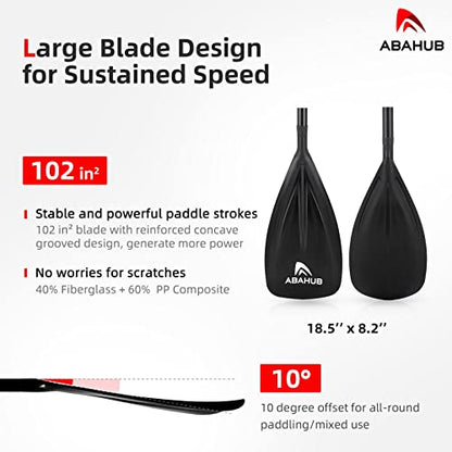Abahub 1 x 3 Section Carbon Fiber SUP Paddle, Adjustable 67''-86'' Stand Up Paddle Lightweight Carbon Shaft, Black/Blue/Yellow/Green/Orange/Red Plastic Blade + Paddle Bag - color: Black-SUP Paddle