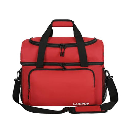 LARIPOP 2 Ball Bowling Bag Double Bowling Ball Carrier with Padded Holder, Shoe Compartment for Men Women Bowling League & Tournament - color: Red