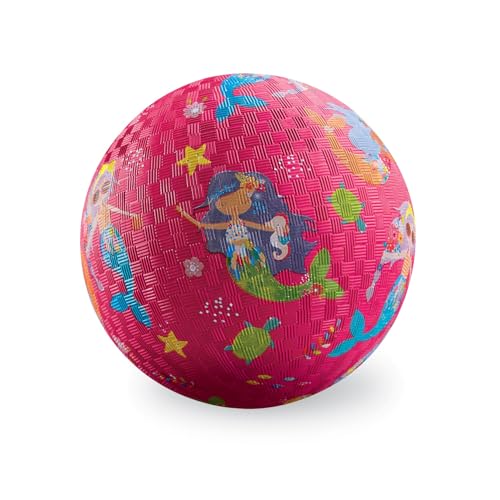Crocodile Creek Playground Ball - Durable Rubber Ball for Kids Ages 3 and Up - Bouncy Inflatable Ball for Kickball, Indoor Games, and Outdoor Sports - PVC-Free - color: Mermaids, size: 5 Inch