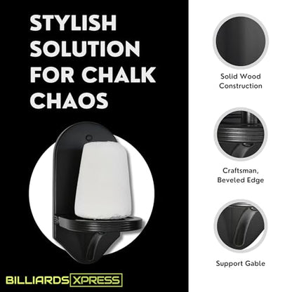 Pool Hand Chalk Holder - Elegant Cone Chalk Holder - Extra-Sturdy Pool Chalk Holder - Wall Mounted Pool Table Chalk Holder with Beveled Edge and Hardware - Pool Table Accessories - color: Black