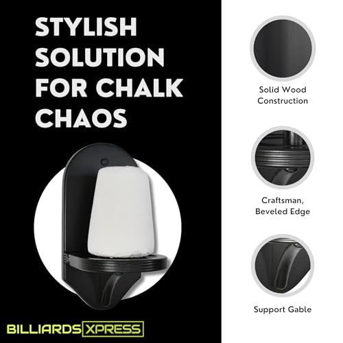 Pool Hand Chalk Holder - Elegant Cone Chalk Holder - Extra-Sturdy Pool Chalk Holder - Wall Mounted Pool Table Chalk Holder with Beveled Edge and Hardware - Pool Table Accessories - color: Black