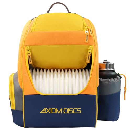 Axiom Discs Shuttle Disc Golf Backpack Bag (Choose Your Style and Color) - color: Yellow Ochre/Orange, style: With Velcro Side Panel
