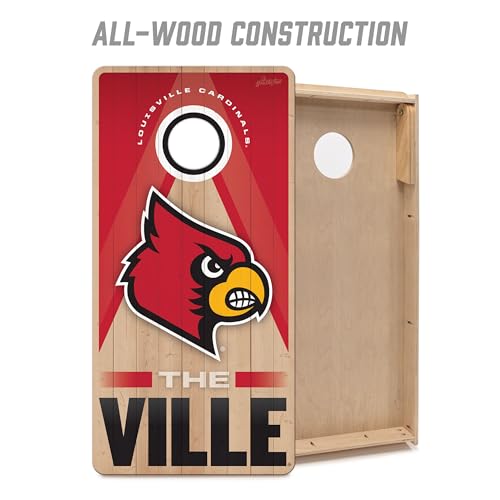 YouTheFan NCAA 2' x 4' Slogan Series Professional Wood Cornhole Game with Logo Bags - color: Louisville Cardinals