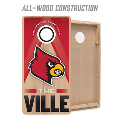 YouTheFan NCAA 2' x 4' Slogan Series Professional Wood Cornhole Game with Logo Bags - color: Louisville Cardinals