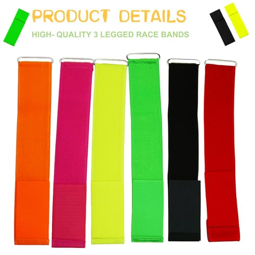 6 Pack 3 Legged Race Bands Colorful Firm Elastic Tie Rope for Outdoor Fun (6)