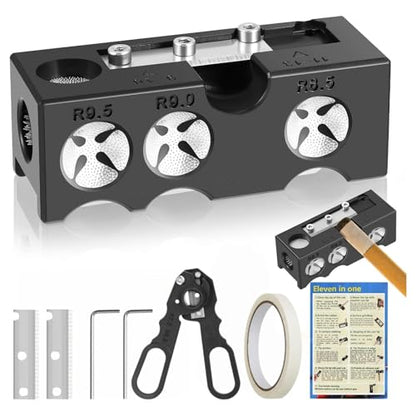 11-in-1 Pool Cue Tip Repair Kit, Pool Cue Tip Shaper Tool with Cutter, Pool Cue Tip Replacement Tool Set for Shaping, Trimming, Pricking & Cleaning Cue Tips, Billiards Accessories