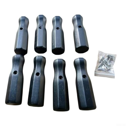 Foosball Table Handle Set 8 Wood Pieces With Nonslip Groove And Screws Rod End For 16mm Inner Diameter Soccer Table Rods(black) - color: black