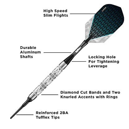 Viper Diamond 90% Tungsten Soft Tip Dart Set with Case