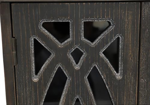 LKTART Solid Wood Wall Mounted Bathroom Cabinet,Hanging Kitchen Cabinet | Farmhouse Wall Mounted Wood Storage Cabinet;Window Pane Glass Door;Adjustable Shelves;Kitchen;Bathroom;Dining Room - color: Antique Black
