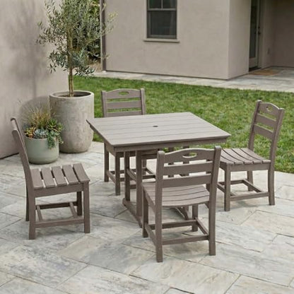 5 PCS Outdoor Dining Set, Weather Resistant HDPE 37.8" Square Patio Table and Chairs Patio Furniture Sets with 1.7" Umbrella Hole for Garden, Backyard, Yard, Pool, Balcony, Brown - color: 37.8" Outdoor Dining Set of 5, Brown