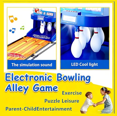 Electronic Bowling Alley Game for Home, 3.5m Indoor Bowling Game with LED Scoreboard, Auto Reset, Lighting and Sound Effects, Bowling