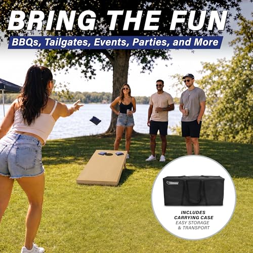 GoSports Solid Wood Premium Cornhole Sets - Choose 4 x 2 ft or 3 x 2 ft - Game Boards Include Set of 8 Cornhole Toss Bags - style: Regulation Size (4ft x 2ft)