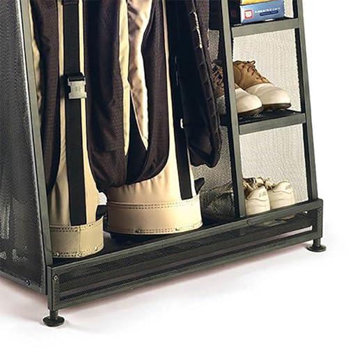 Suncast Golf Bag & Golfing Equipment Heavy-Duty Metal Organizer Rack w/ 3 Storage Shelves