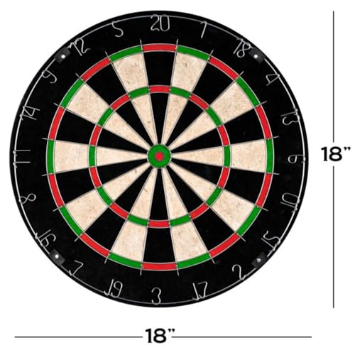 Dart Board – Tournament Sized Indoor Hanging Number Target Game for Steel Tip Darts – Dartboard with Mounting Hardware by Hey Play - size: 18 x 1.75-Inch