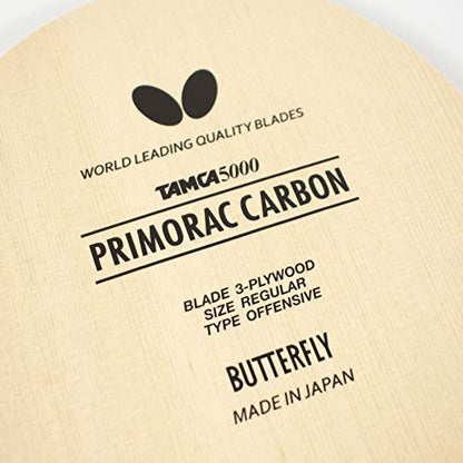 Primorac Carbon Blade - Butterfly Table Tennis Blade - TAMCA 5000 Carbon Fiber Blade - Cypress Wood Fiber Blade - Professional Table Tennis Blade - FL and ST Handle Type - Made in Japan - style: ST Handle
