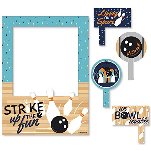 Big Dot of Happiness Strike Up The Fun - Bowling - Birthday Party or Baby Shower Selfie Photo Booth Picture Frame and Props - Printed on Sturdy Material