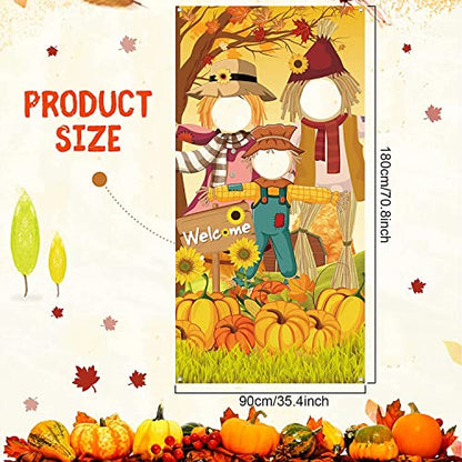 Happy Thanksgiving Toss Game Banner with 3 Bean Bags Scarecrow Bean Bag Toss Games Thanksgiving Game Decoration Thanksgiving Turkey Harvest Party Games for Adult Party Supplies