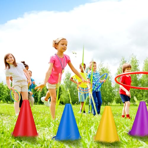 Hungdao 61 Pcs Toss Game Toys Set Bean Bag Carnival Games Ring Toss Game Dart Board Corn Hole Games with Sticky Balls Rings Medal Party Toys for Boys Girls Gifts Outdoor Indoor
