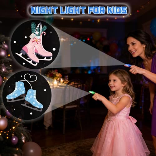 36 Pack Ice Skating Party Favors LED Finger Lights, Light up Toys Goodie Bag Stuffers, Classroom Rewards, Party Prizes Winter Skating Party Supplies - style: Skating
