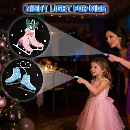 36 Pack Ice Skating Party Favors LED Finger Lights, Light up Toys Goodie Bag Stuffers, Classroom Rewards, Party Prizes Winter Skating Party Supplies - style: Skating