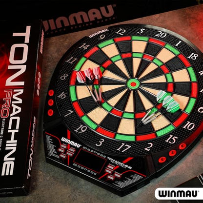 WINMAU Ton Machine Electronic Dartboard Set – Soft Tip Dart Board with 90+ Games, Digital Scoreboard & AI Play – 8 Player Multiplayer – Includes Darts, Tips & Throw Line