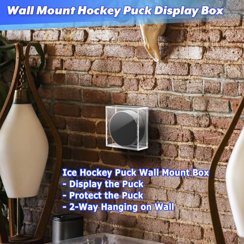 Cosmos Ice Hockey Puck Display Case Box Hockey Puck Wall Mount Holder Acrylic Display & Storage Showcase for Collectible Hockey Puck / Game Winning Puck, Memorabilia, Collectible Figure Stand (1)