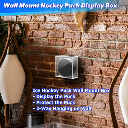 Cosmos Ice Hockey Puck Display Case Box Hockey Puck Wall Mount Holder Acrylic Display & Storage Showcase for Collectible Hockey Puck / Game Winning Puck, Memorabilia, Collectible Figure Stand (1)