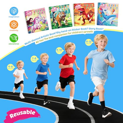 4Pcs Educational Sticker Puzzle Book for Kids, Travel Puzzle Sticker by Number Activity Books with Story - Airplane Car Road Trip for Girls Kids Early Learning, Screen Free, Separation Anxiety Gifts - color: Style-2-4pcs