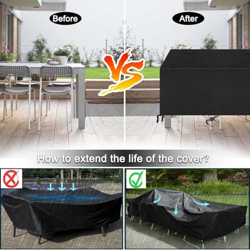 Patio Furniture Covers Outdoor Table Cover Waterproof Rectangular Patio Dining Table Cover Wind Dust Proof Anti-UV Garden Sectional Couch-Cover Table and Chair Set Covers 80"L x 40"W x 29"H Black - color: Standard Size, size: 0 80"L x 40"W x 29"H