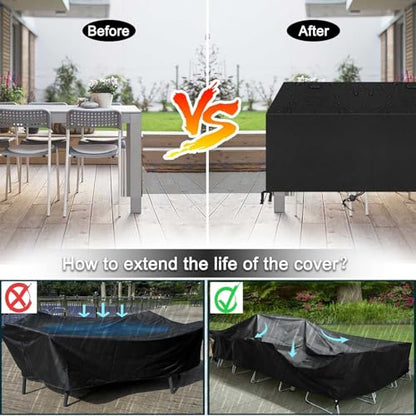 Patio Furniture Covers Outdoor Table Cover Waterproof Rectangular Patio Dining Table Cover Wind Dust Proof Anti-UV Garden Sectional Couch-Cover Table and Chair Set Covers 80"L x 40"W x 29"H Black - color: Standard Size, size: 0 80"L x 40"W x 29"H