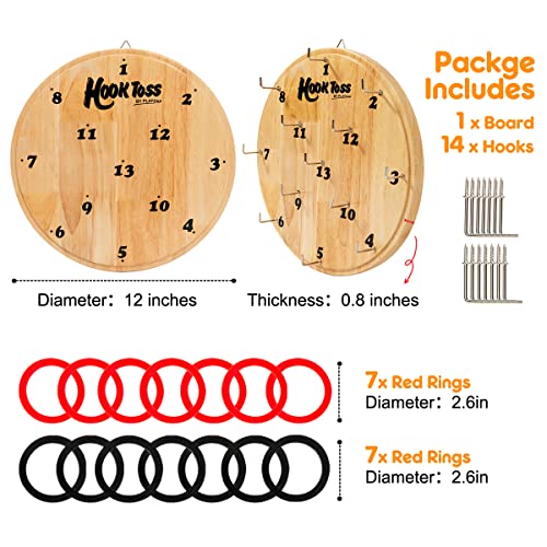 Hook Game Ring Toss for Adults & Kids, Wooden Board Dart Wall Game, Outdoor Indoor Games for Family and Friends, Played at Dorm, Beach, Party, Camping and Yard