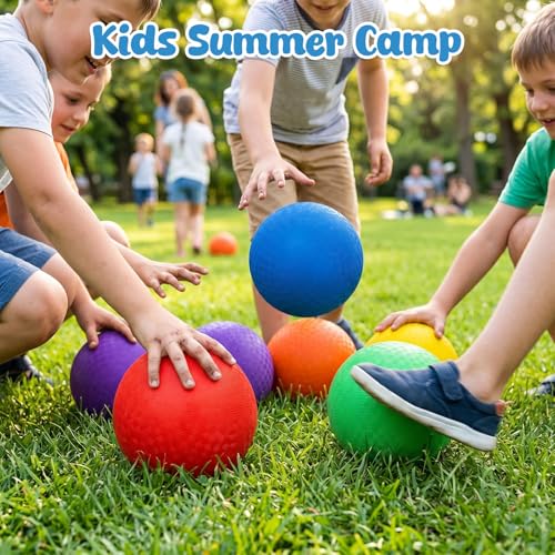 Amor Present 6PCS Playground Ball, 7 Inch Inflatable Kickballs with Pump, Rainbow Rubber Dodgeball for Kids Beach Toy Sports Games Indoor Outdoor Pool Party - size: Medium