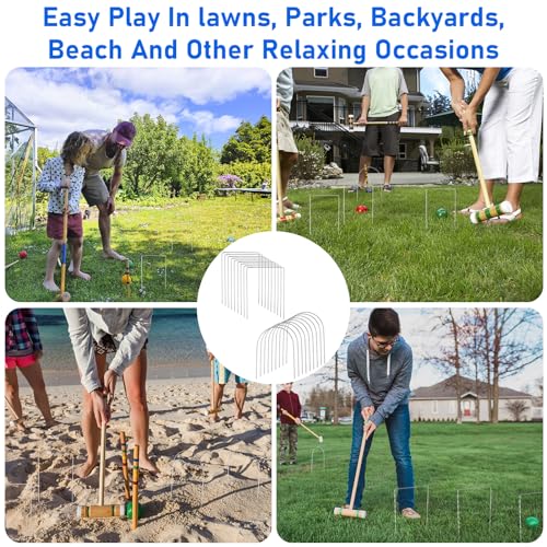 18 Pcs Croquet Wickets Replacement for Croquet 9 x 7.8 Inch Metal Croquet Hoops with Galvanized Rustproof Arch Croquet Wicket Square Wickets Replacement for Lawn Backyard Outdoor Croquet Game