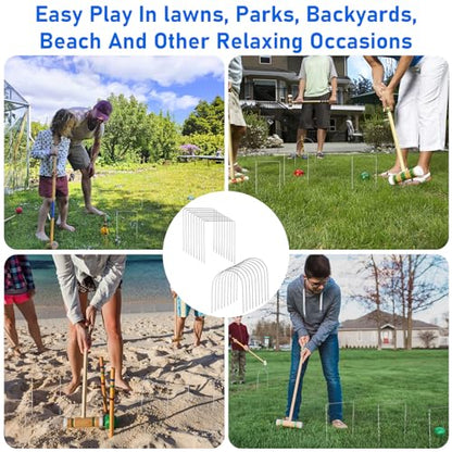 18 Pcs Croquet Wickets Replacement for Croquet 9 x 7.8 Inch Metal Croquet Hoops with Galvanized Rustproof Arch Croquet Wicket Square Wickets Replacement for Lawn Backyard Outdoor Croquet Game