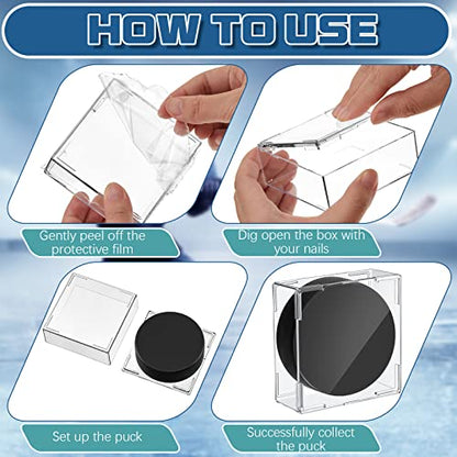 Marsui Hockey Puck Display Case Cube Acrylic Square Hockey Puck Holder Snap Design Plastic Holder for Displaying, Clear, 3.13 x 3.13 x 1.3 Inches