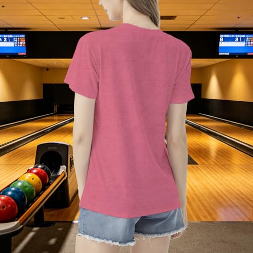 Bowling Shirts for Women Too Legit to Split T-Shirt Retro Sunset Bowler Bowling League Team Tee - color: Pink, size: Large