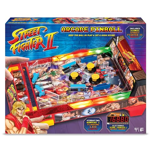 Street Fighter II: Arcade Pinball - Premium Series, Lights & Sounds Iconic Tabletop Game, LED Scoreboard, Vibrating Bumpers, Licensed, Adults-Kids 6+