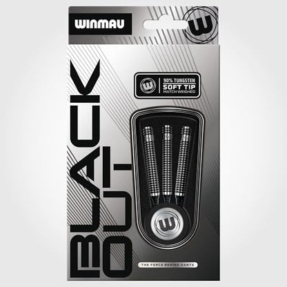 Winmau Blackout Softip Tungsten Darts Set with Flights and Shafts (Stems) - size: 18G - Soft Tip, style: Soft Tips