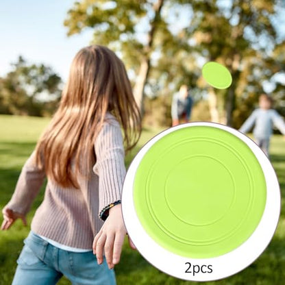 2 Pack of Kids Flying Discs for Interactive Games in Gardens and Parks - color: Green
