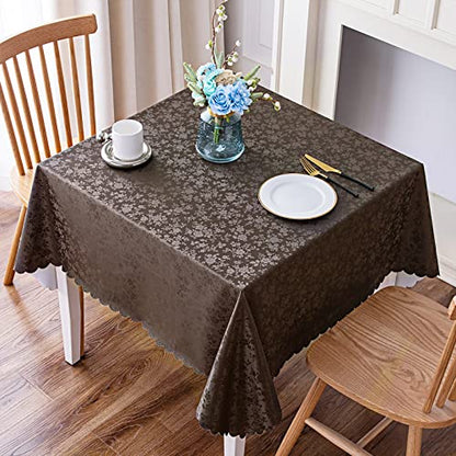 Smiry Square Table Cloth, Waterproof Heavy Duty Vinyl Tablecloths, Wipeable Washable Table Cover for Kitchen and Dining Room (Coffee, 70" x 70") - color: Coffee, size: 70" x 70" (Square)