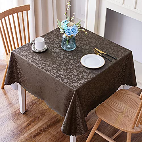 Smiry Square Table Cloth, Waterproof Heavy Duty Vinyl Tablecloths, Wipeable Washable Table Cover for Kitchen and Dining Room (Coffee, 54" X 54") - color: Coffee, size: 54 in x 54 in